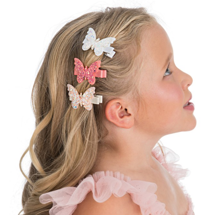 Haarclips Vlinders - Wit, Beige & Roze