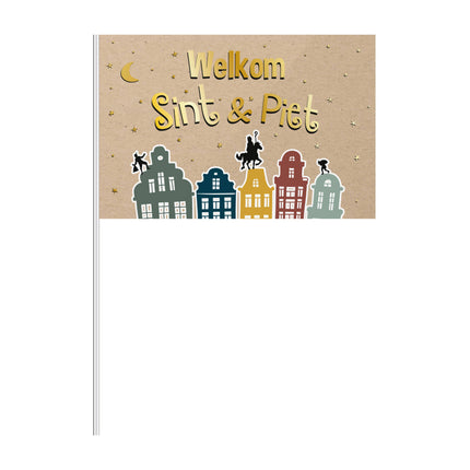 Zwaaivlaggetje met welkom sint & piet erop